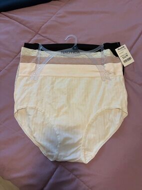 Nautica Striped Crewneck Top in Black, Pink, Cream